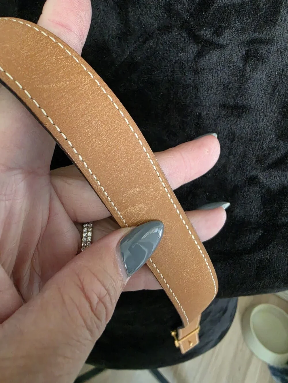 Authentic Hermes Black Leather Belt with Gold H Buckleic